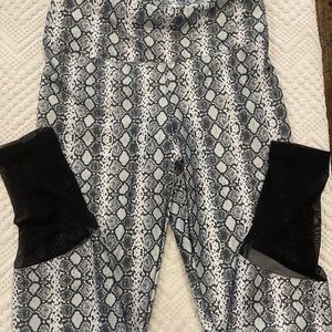 Black and white snakeskin Workout pants